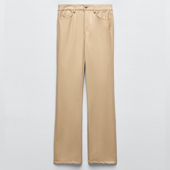 Zara Straight Leg Faux Leather Pants - Picture 1 of 5